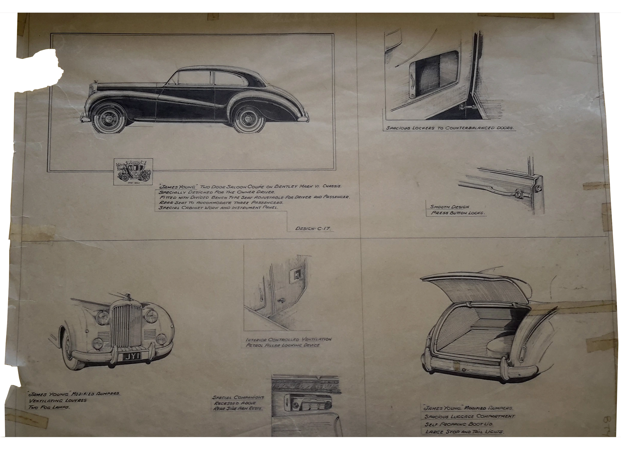 Bently classic car 1951 drawing